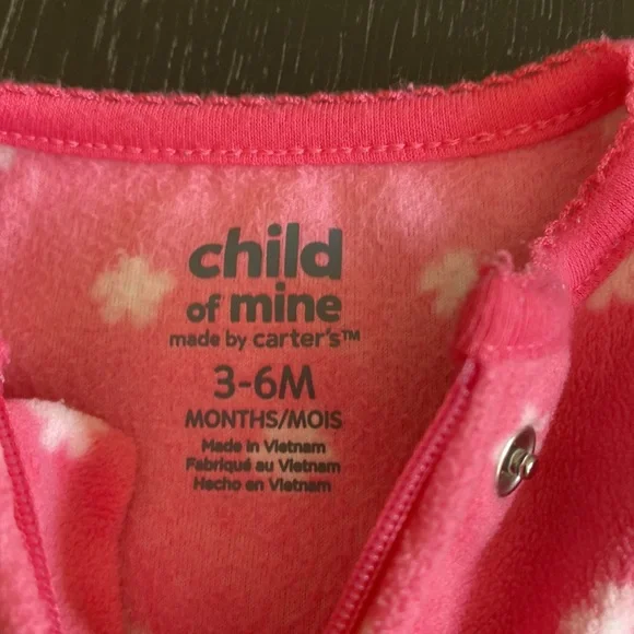 Child of Mine 2-Way Zip Little Sister Fleece Footie 3-6 Months - Picture 5 of 6